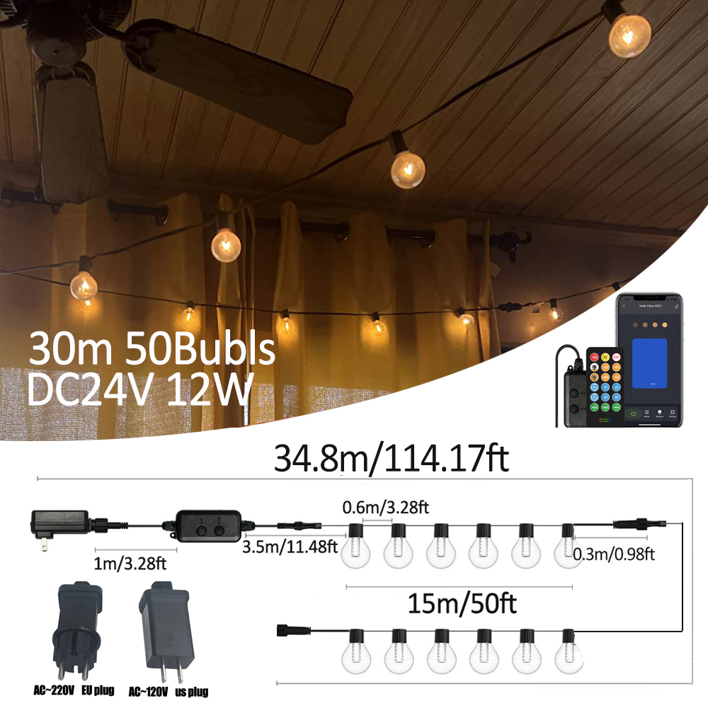 Outdoor Lighting Socket - Lampu LED String G40 Smart Outdoor