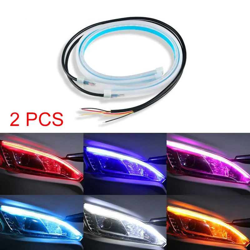 Lampu depan mobil, 2 buah DRL  - Waterproof Led Strip ulasan dan harga