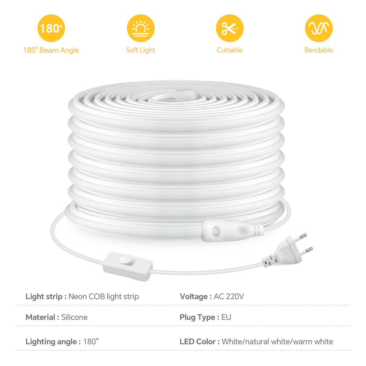 Strip Led COB 220V Strip LED C - Outdoor Lighting Socket ulasan dan harga