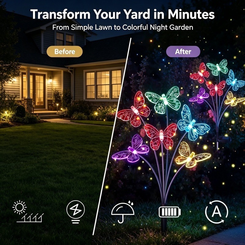 Lampu Kupu-Kupu Tenaga Surya,  - Outdoor Lighting Yard ulasan dan harga